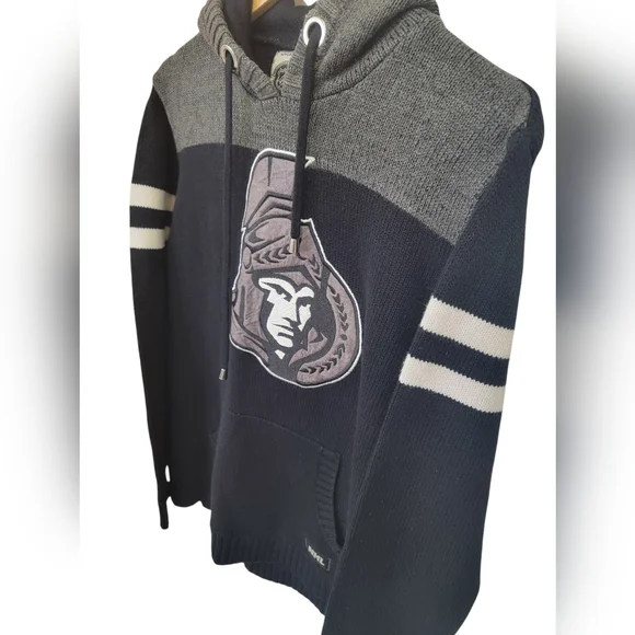 NHL by ILANCO Ottawa Senators Knit Hoodie Black Sens Pullover Sweater Me… - Picture 7 of 16